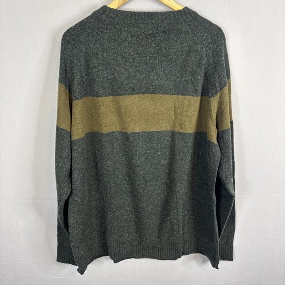 Columbia Wool Cotton Blend Crewneck Sweater Green Olive Stripe Men’s XL - Picture 4 of 6